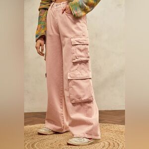 The Ragged Priest Jeans da Combattimento Rosa pink cargo pants size 26